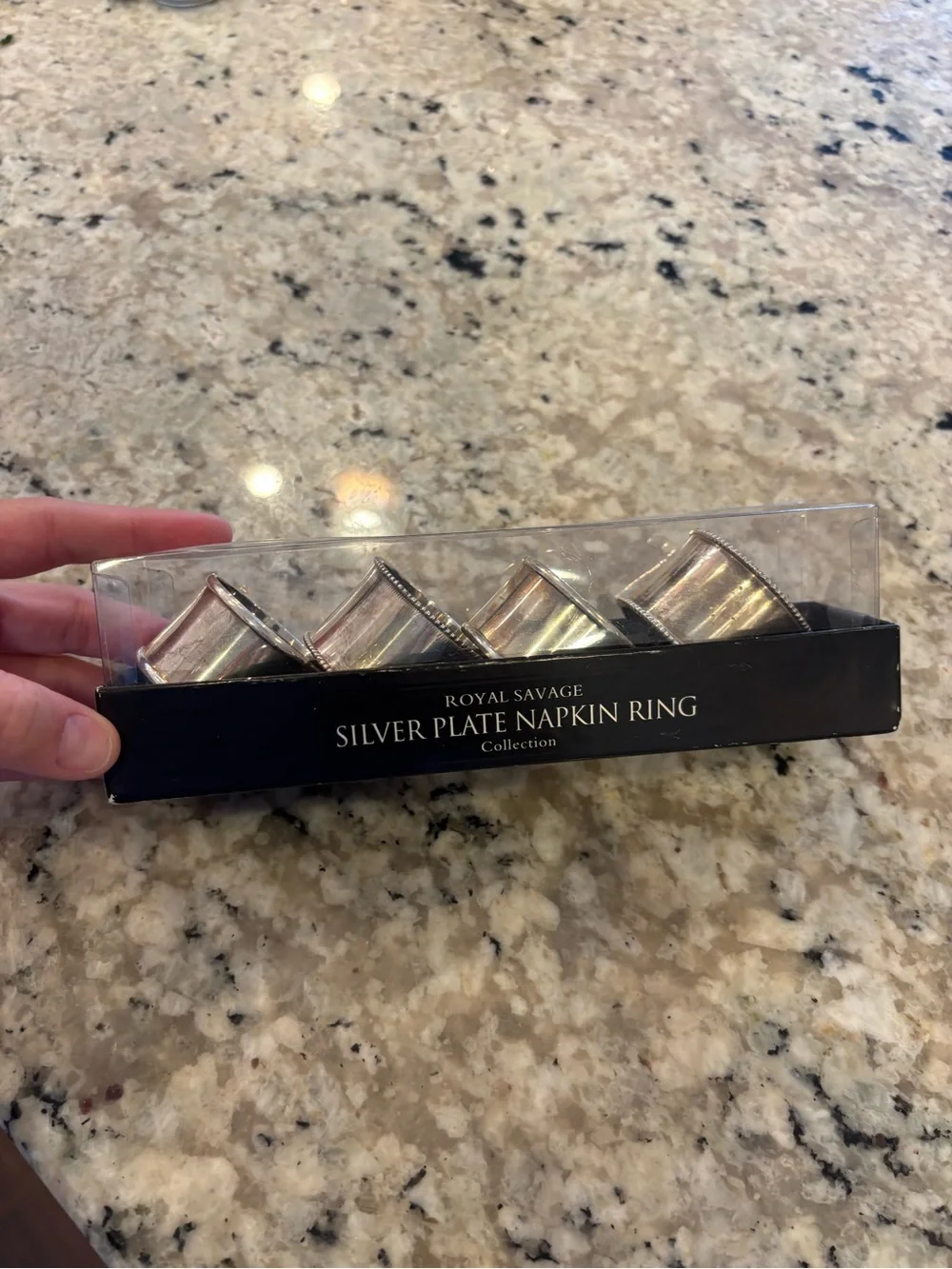 Restoration Hardware Silver Plated four Napkin Rings new in Box